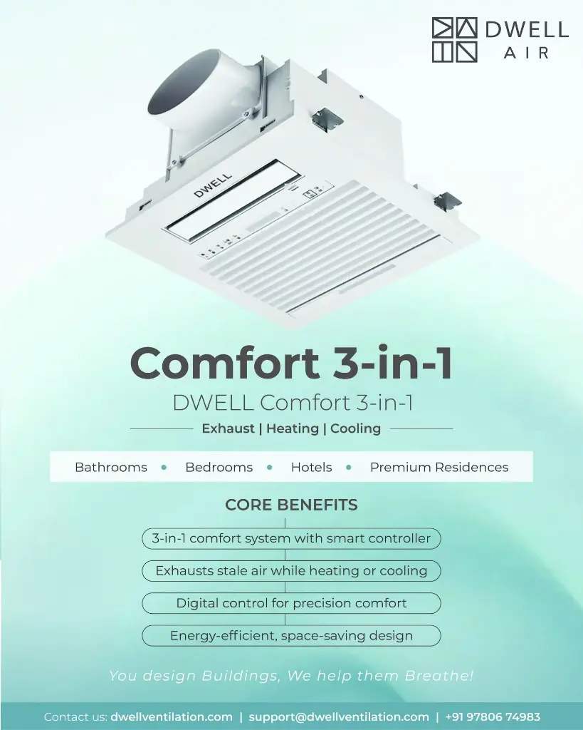 Dwell Comfort 100 - 3 in 1 (Ceiling Integrated Fan with exhaust, heating and cooling with led light).webp